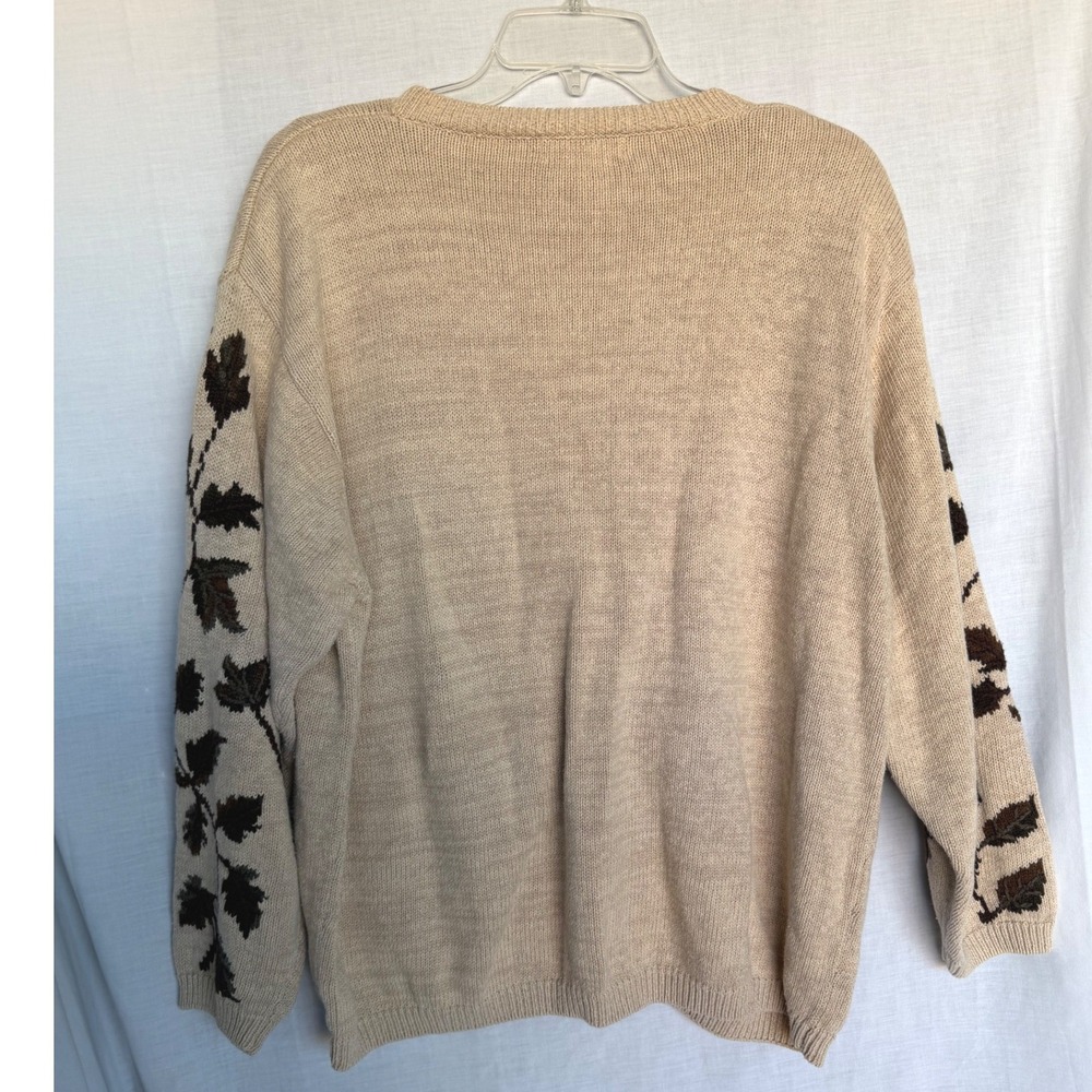 Dressbarn Y2K 2000s Cottagecore Grandma Cardigan Beige Embroidered Sweater 18/20 - Picture 4 of 7